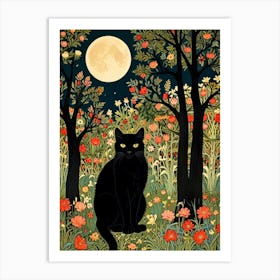 William Morris Black Cat In The Moonlight 6 Art Print