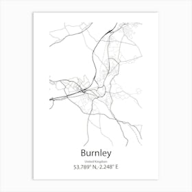 Burnley,United Kingdom Minimalist Map Poster