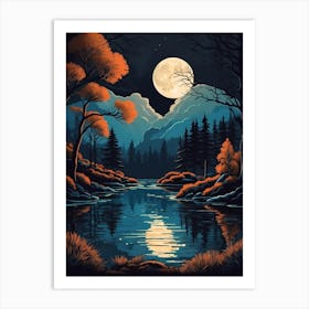 Full Moon In The Forest 4 Art Print