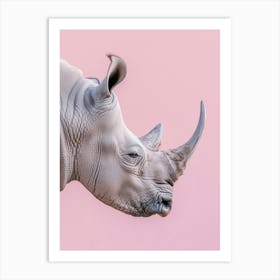 Rhino On Pink Background 2 Art Print