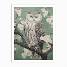 Ohara Koson Inspired Bird Painting Owl 4 Art Print