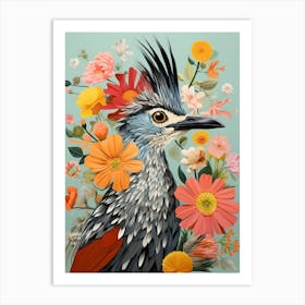 Bird With A Flower Crown Roadrunner 2 Art Print