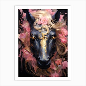 Horse With Flowers 3 Art Print