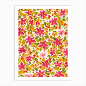 Honeysuckle Floral Print Retro Pattern1 Flower Art Print