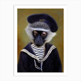 Vito The Sad Monkey Pet Portraits Art Print