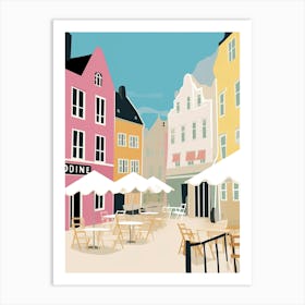 Odense, Denmark, Flat Pastels Tones Illustration 2 Art Print