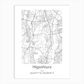 Higashiura,Japan Minimalist Map Art Print