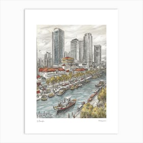 Manila Philippines Drawing Pencil Style 1 Travel Poster Art Print