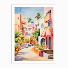 Bright Watercolor Brazilian Street. Travel Art Print