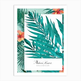 Square Tropical Floral Graphic Tree Branches Embrace Modern Minimalism Amidst A Dense Jungle Of Flo (3) Art Print