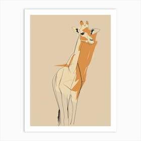 Giraffe - Boho, Line Art 1 Art Print