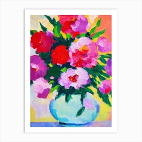 Peony Floral Abstract Block Colour 1 Flower Art Print