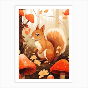 Fall Foliage Squirrel 1 Art Print