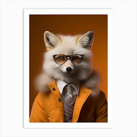 Arctic Fox Wearing Puff Coat Art Print