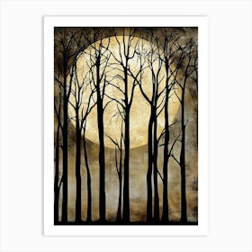 Full Moon In The Forest Art Art Print