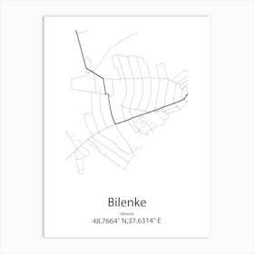 Bilenke,Ukraine Minimalist Map Art Print