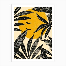 Palm Leaves And Sun Art Print