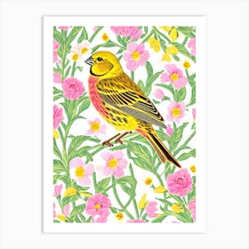 Yellowhammer 3 William Morris Style Bird Art Print