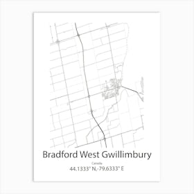 Bradford,Canada Minimalist Map Art Print