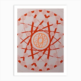 Geometric Abstract Glyph Circle Array in Tomato Red n.0172 Art Print