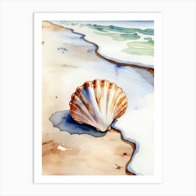 Seashell on the beach, watercolor painting 22 Art Print