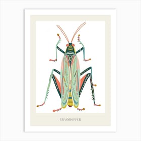 Colourful Insect Illustration Grasshopper 11 Poster Art Print