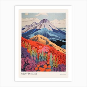 Mount St Helens United States 4 Colourful Mountain Illustration Poster Art Print