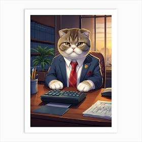 Cat In A Suit 3 Art Print