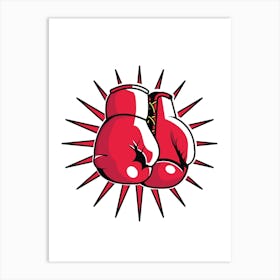 Red Boxing Gloves Logo Art Print