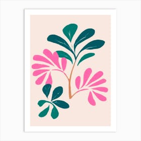 Pink And Green Leaves Art Print