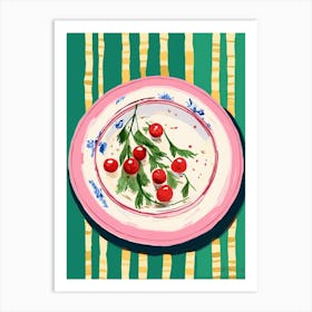 A Plate Of Cherry Toms 2, Top View Food Illustration 3 Art Print