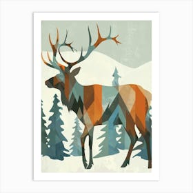 Elk In The Snow Art Print