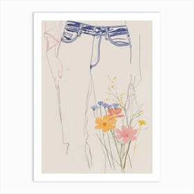 Jean Line Art Flowers 5 Art Print