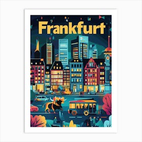 Aihrgdesign A 1970s Inspired Travel Poster For Frankfurt 2 Art Print