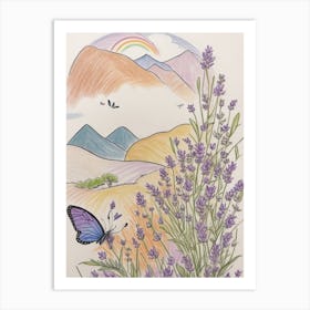 Lavender And Butterflies Art Print