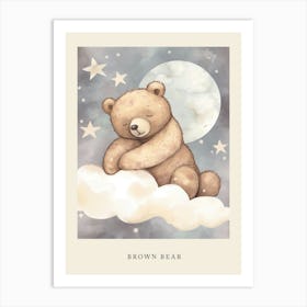 Sleeping Baby Brown Bear 1 Nursery Poster Art Print