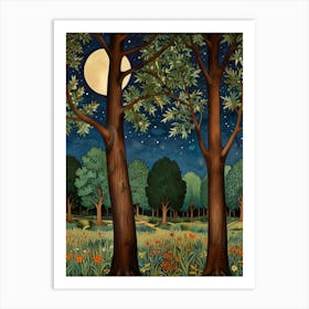 William Morris Moonlight In The Woods 4 Art Print