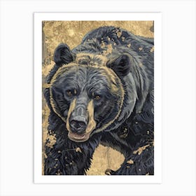 Black Bear Precisionist Illustration 4 Art Print