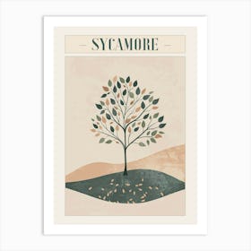 Sycamore Tree Minimal Japandi Illustration 1 Poster Art Print