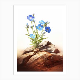 Forget Me Not, Sprouting From A Rock In The Dessert  (3) Art Print
