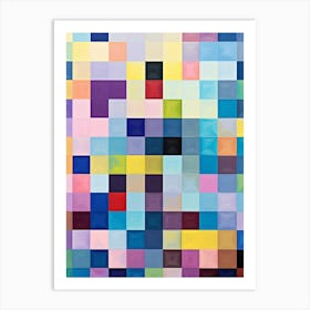 Pixelbild bunte Vierecke, Inspiration Gerhard Richter 1024 Farben, bunte quadrate Mosaik Art Print