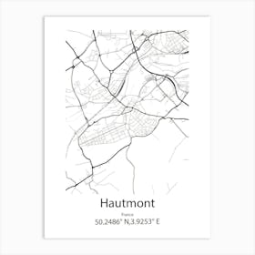 Hautmont,France Minimalist Map Art Print