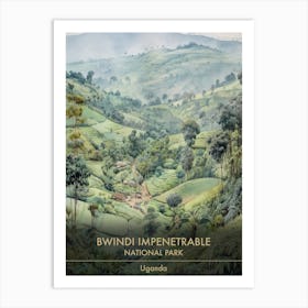 Bwindi Impenetrable National Park Uganda Watercolour 4 Art Print