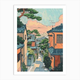 Osaka Japan 1 Retro Illustration Art Print