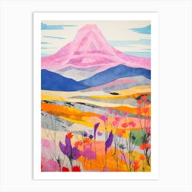 Mount Ararat Turkey 1 Colourful Mountain Illustration Art Print