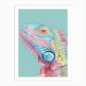 Blue Iguana Modern Illustration 3 Art Print