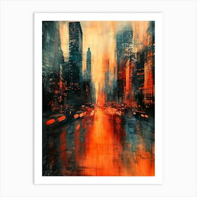 Modern Abstract Cityscape With Blurred Skyscrapers – Vibrant Urban Art Print Art Print