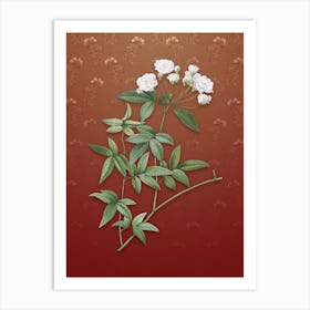 Vintage Lady Bank's Rose Botanical on Falu Red Pattern n.0513 Art Print