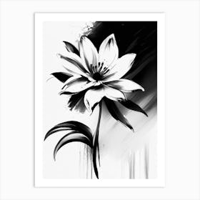 Flower Symbol Black And White Painting Art Print