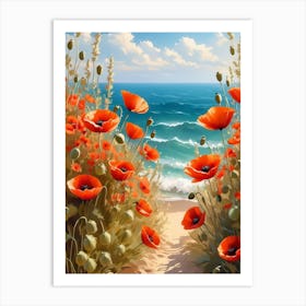 Poppies On The Beach Art Print